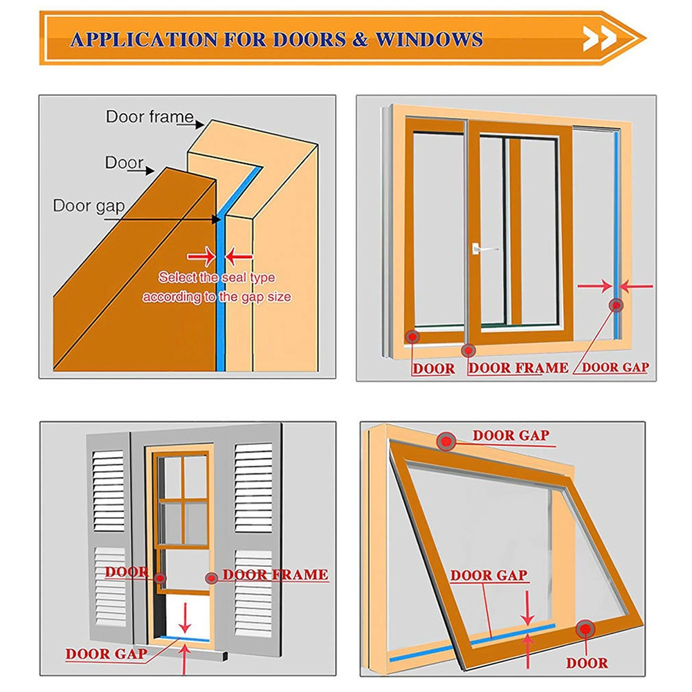 Cuộn dây cao su gắn viền cửa chống va chạm cách âm tiện dụng dài 5/10M