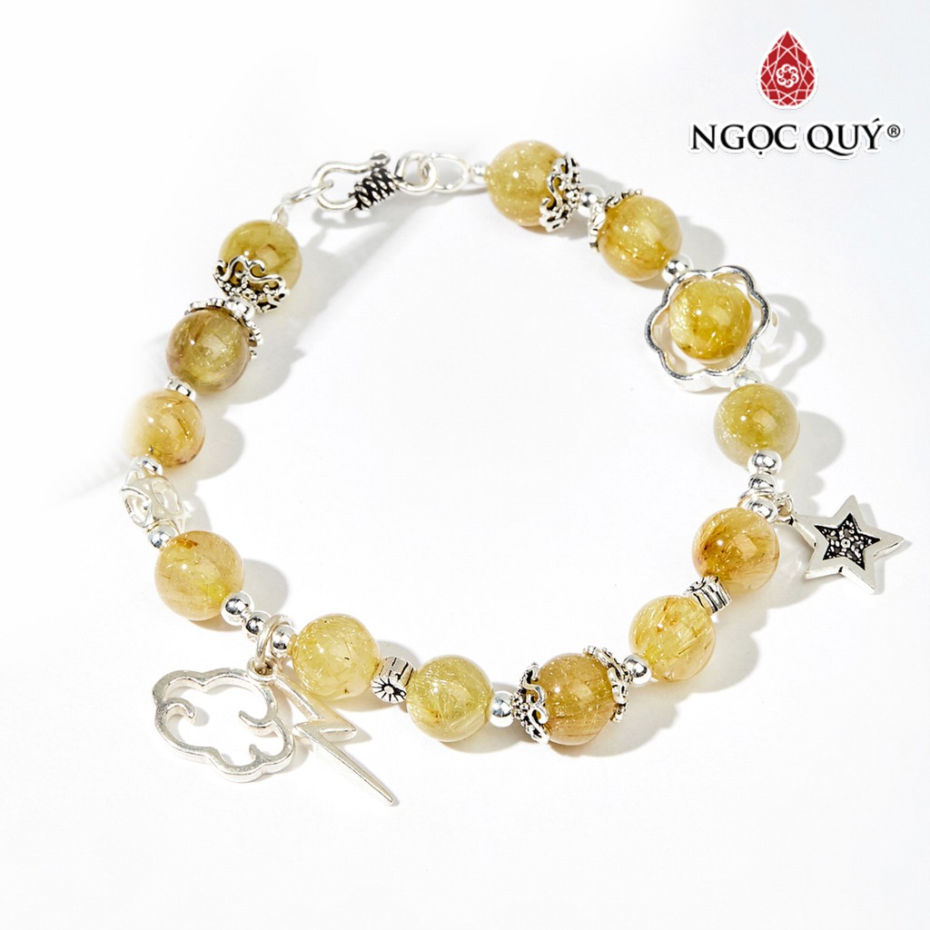 Vòng tay TA tóc vàng phối charm mây sét hạt 5mm - Ngọc Quý