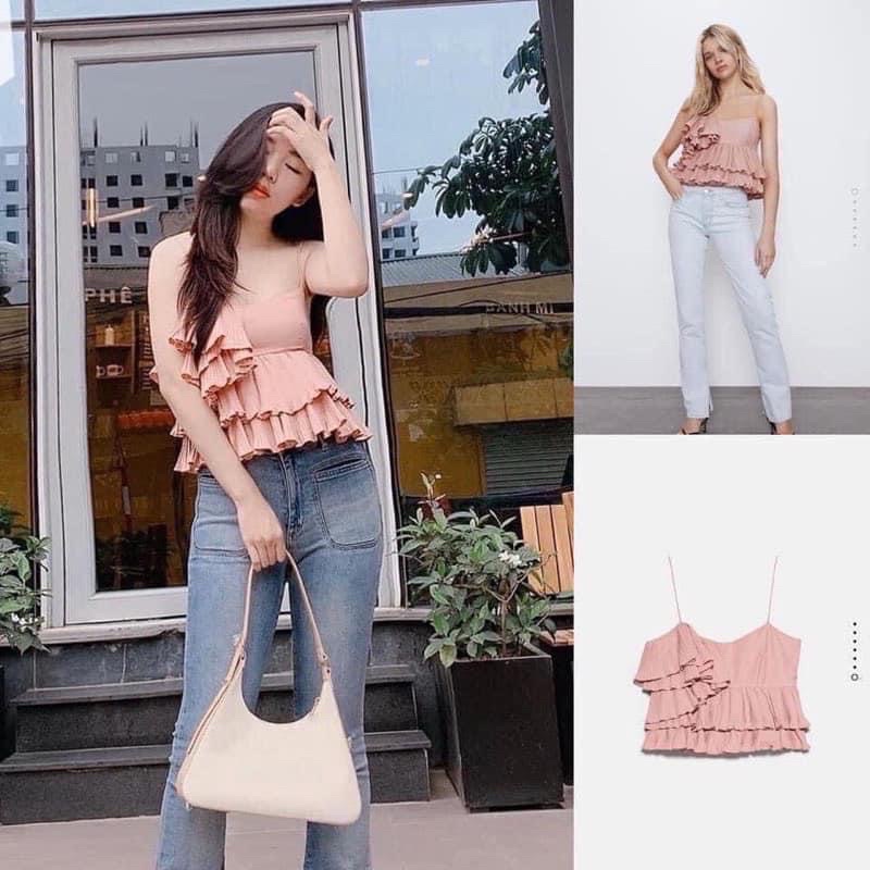 Áo dây xếp nhún bèo