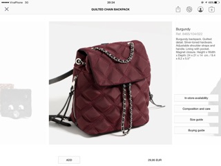 Burgundy Backpack by Zara