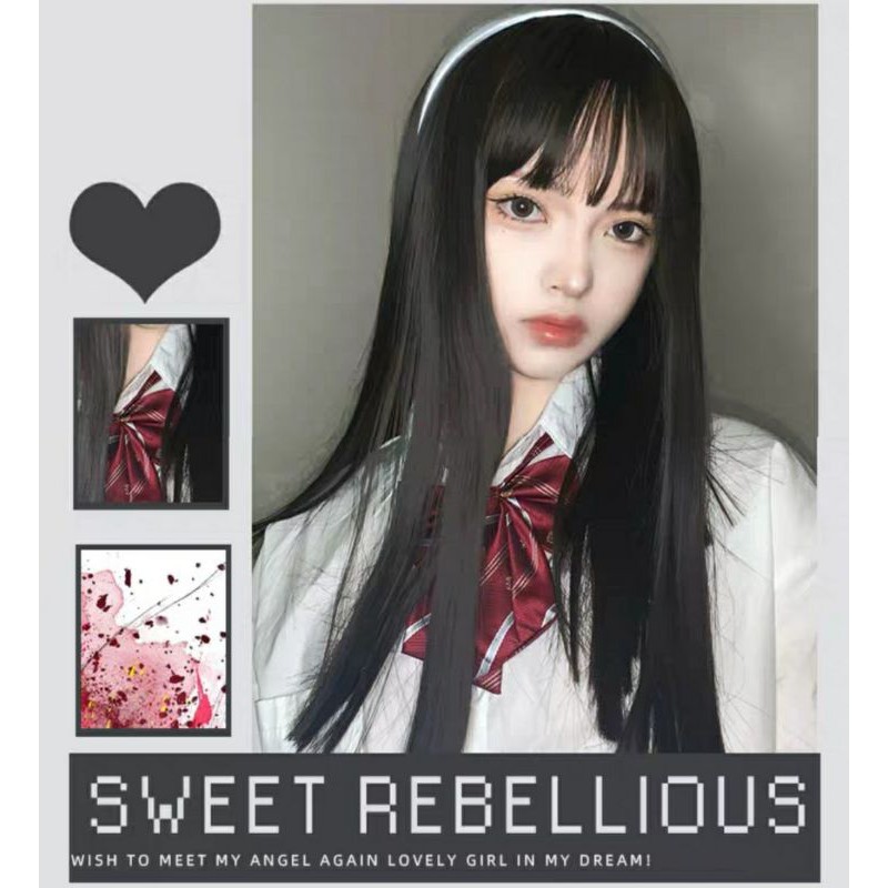 [Sẵn] Wig/Tóc giả nguyên đầu phong cách nữ sinh thẳng dài ngang ngực teen/lolita/cosplay C8258 màu đen [Miu Cosplay]