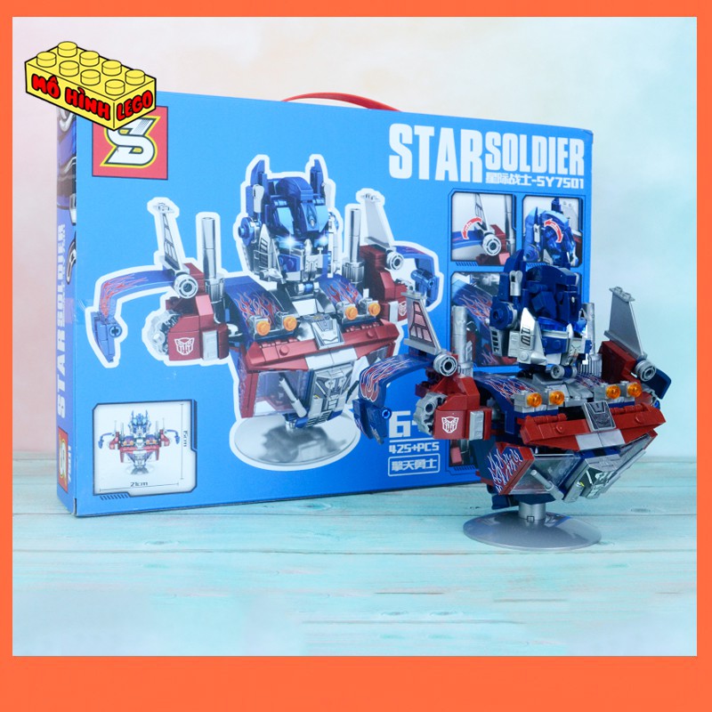 Đồ chơi xếp hình lego giá rẻ SY7500-01 mô hình tượng để bàn Robot biến hình Transformers Optimus Prime và Bumblebee