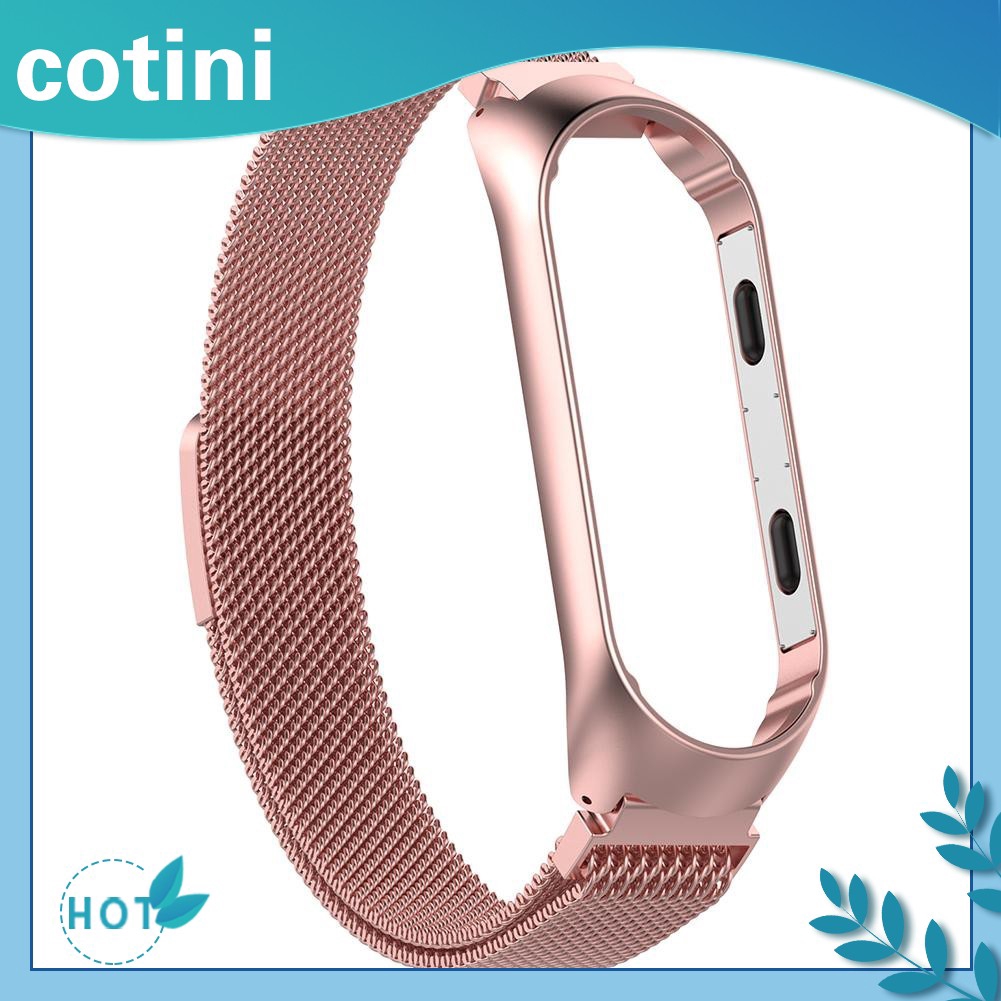 [Chất lượng cao] Dây đeo bằng thép không gỉ Milanese w / Frame cho Xiaomi MI Band 3 L