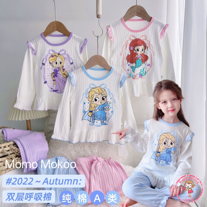 Bộ Đồ Ngủ Pijama In Họa Tiết Hoạt Hình Kiểu Hàn Quốc Xinh Xắn Cho Bé Gái