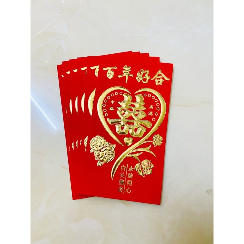 BAO LÌ XÌ CƯỚI - LÌ XÌ BƯNG QUẢ ĐÁM CƯỚI GIẤY NHUNG ĐỎ CAO CẤP