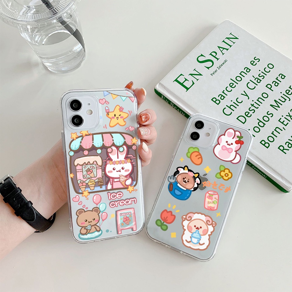 Ốp Điện Thoại Tpu Mềm In Hình Gấu / Thỏ Dễ Thương Cho iPhone 11 12 13 pro max XS X XR XSMax 7 8 6 6s plus SE 2020