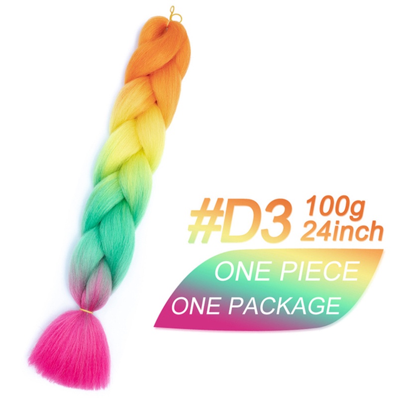 Tóc giả thắt bím 24 inch nhiều màu sắc gradient sành điệu thời trang cho nữ