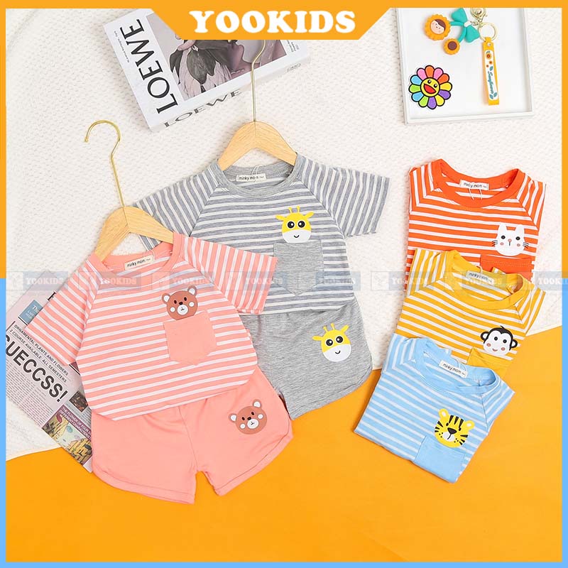 Đồ bộ thun lạnh bé trai, bé gái YOOKIDS kẻ sọc kèm túi trước ngực thấm hút mồ hôi & co giãn 4 chiều cho bé 1 2 3 4 tuổi