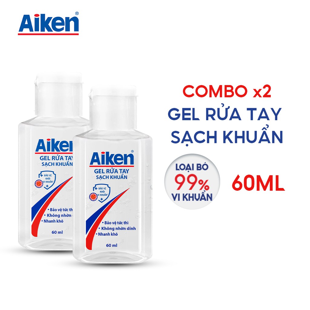 Aiken Combo 2 Gel rửa tay Sạch khuẩn 60ml/chai | BigBuy360 - bigbuy360.vn