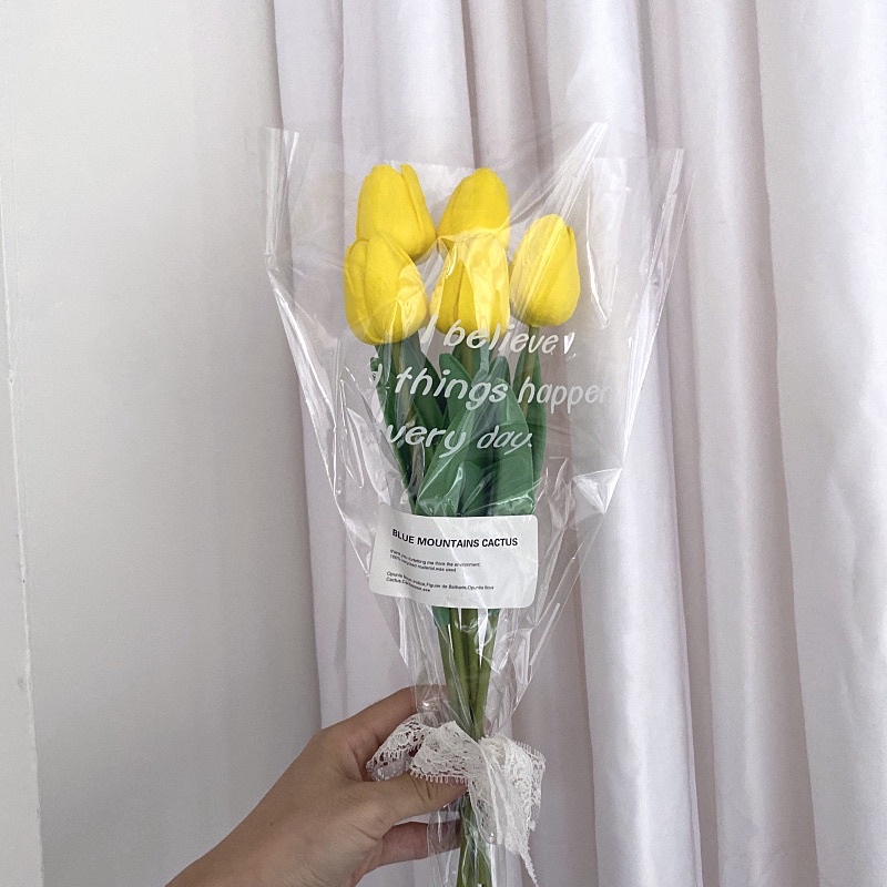 Bó Hoa Tulip Trắng Hồng Vàng 5 Bông Loại 1 Trang Trí Sinh Trang Trí Nhà Cửa - Yori Party