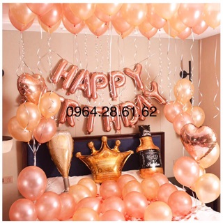 sét bóng trang trí sinh nhật tone màu rose gold