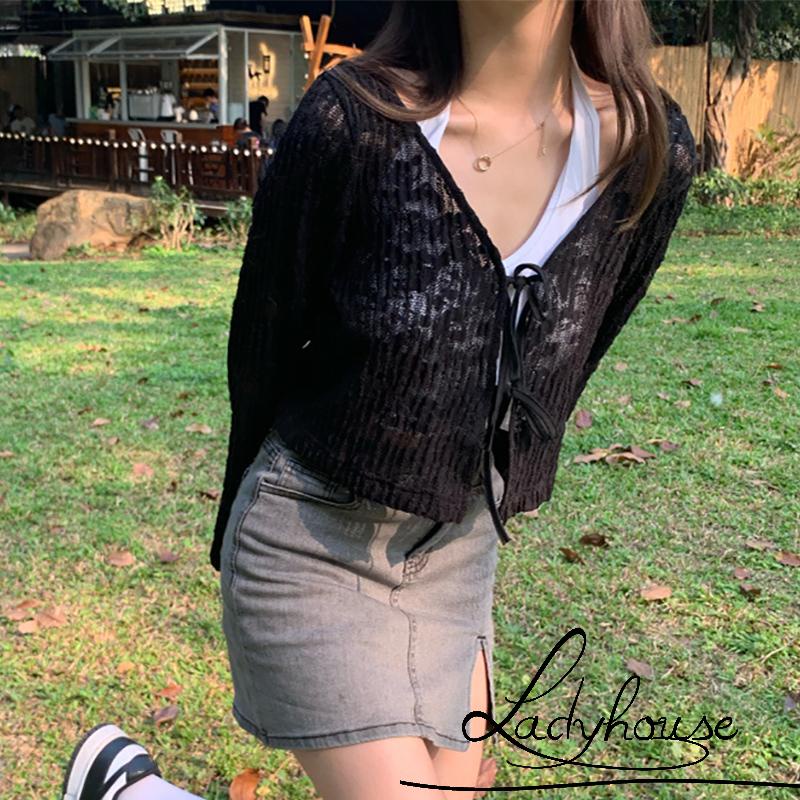 Áo Khoác Cardigan Cổ Chữ V Tay Dài In Họa Tiết Hoa Xinh Xắn Thời Trang Mùa Hè Cho Nữ