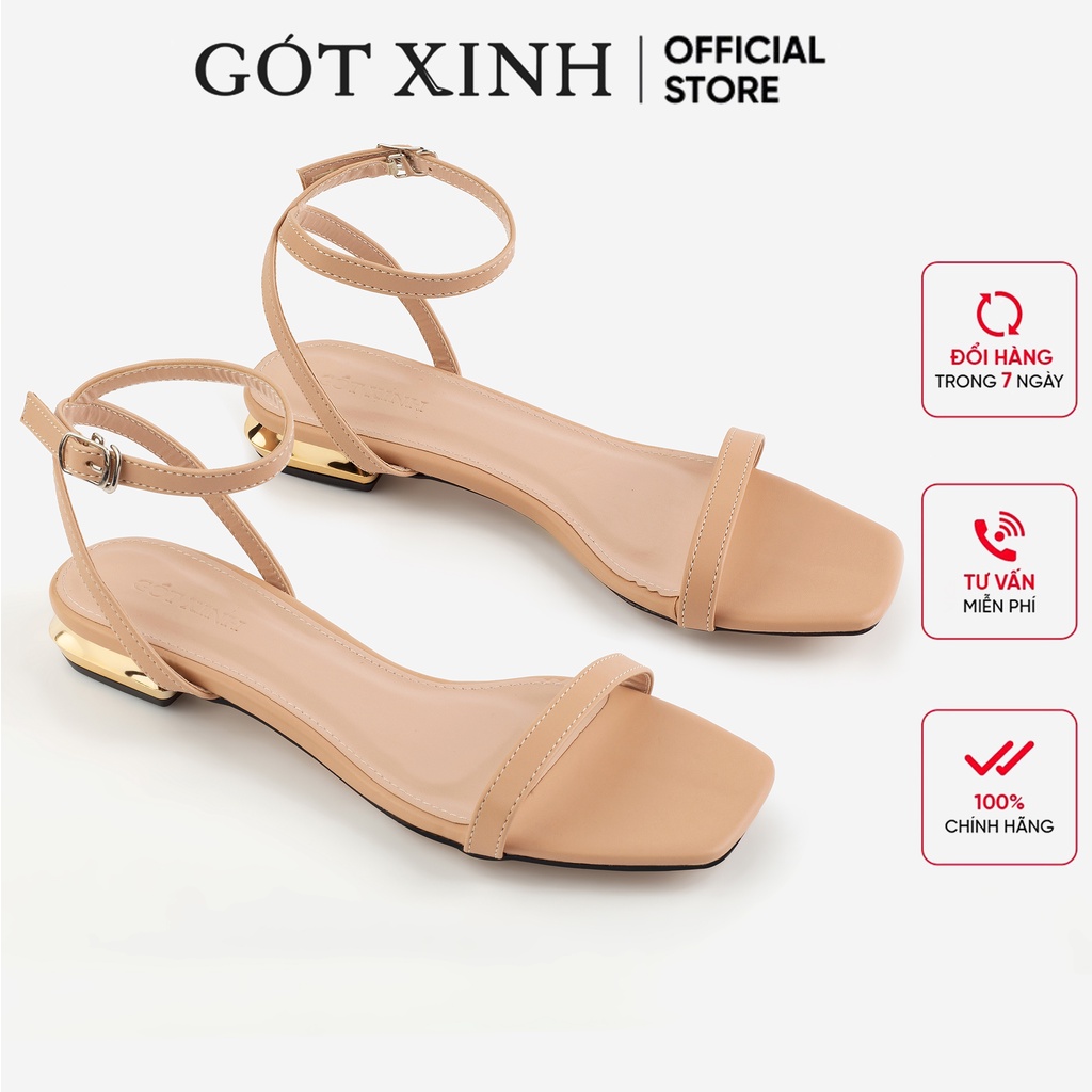 Giày sandal nữ GÓT XINH SD2 da mềm trụ vuông đế cao 3cm