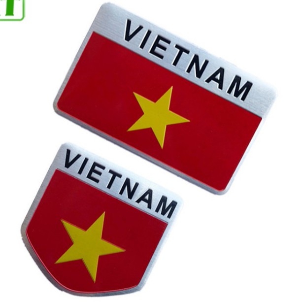 Combo 2 tem nhôm biểu tượng cờ Việt Nam loại đẹp, có bán lẻ