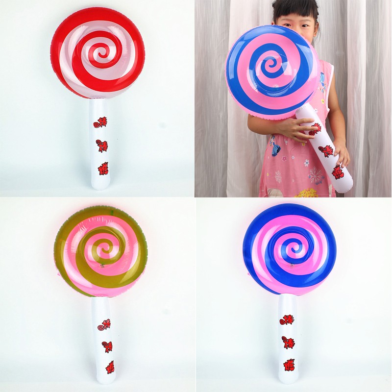 Bóng Bơm Hơi Có Đèn Hình Kẹo Mút Cho Bé