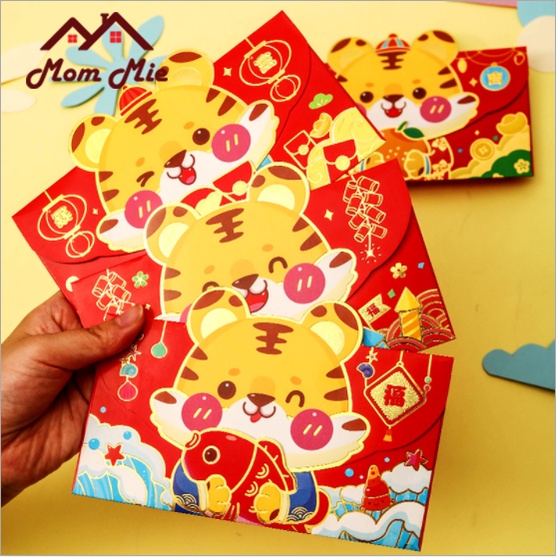 [Mới 2023] Bộ 4 bao lì xì Tết Quý Mão 2023 hoạt hình 4 kiểu khác nhau, in nổi 3D, giấy bìa dày - LX013