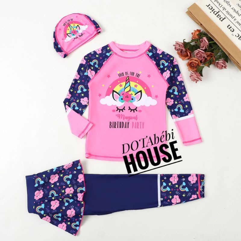 có nón Đồ bơi dài tay quần dài liền váy size đại cho bé gái mã SW0302.9323 - DOTAbébi HOUSE
