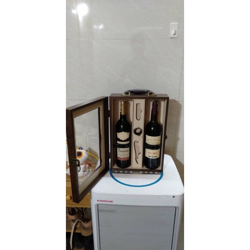 vỏ hộp gỗ đựng rượu 2 chai nhập ngoại