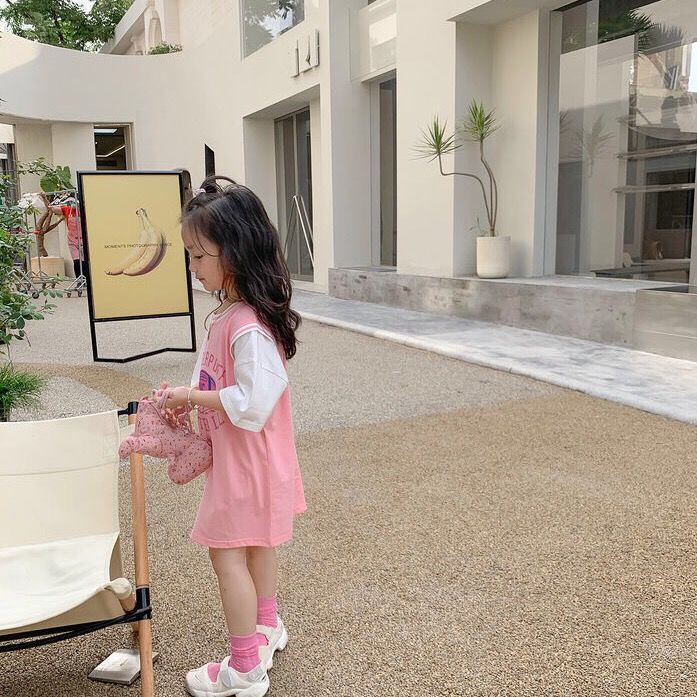 [Hàng Có Sẵn Bán Chạy] Đầm Không Tay Giả Hai Mảnh Màu Sắc Tương Phản Phong Cách Phương Tây Hàn Quốc Mùa Hè Cho Bé Gái