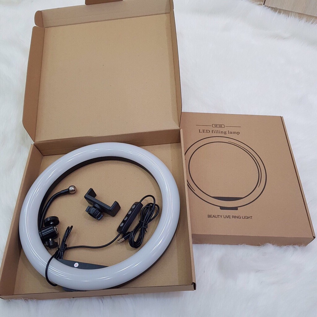 Đèn livestream 33CM bóng tròn 3 chế độ không gồm chân đèn, đèn led livestream quay tiktok có giá đỡ điện thoại