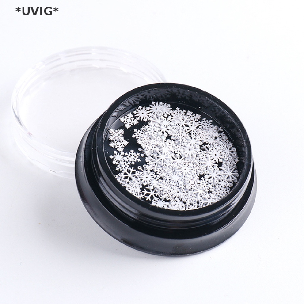 [[UVIG]] 1 Bottle/100pcs Nail Art Decorations for 2022 New Year Winter White Snowflakes [Hot Sell]