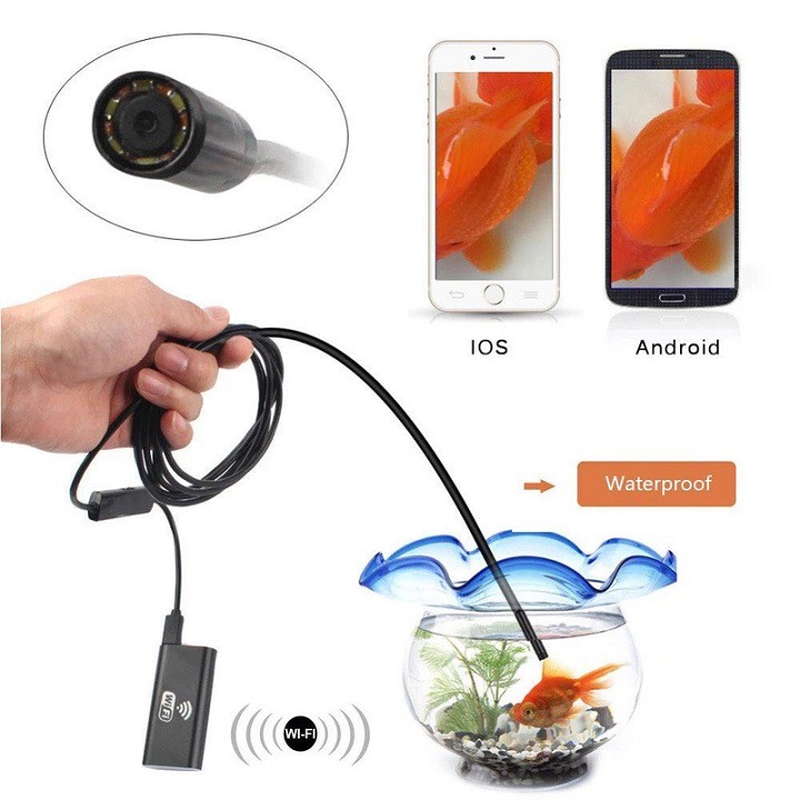 Camera Nội Soi chống nước cho điện thoại LED HD Wifi Endoscope Dài 1M