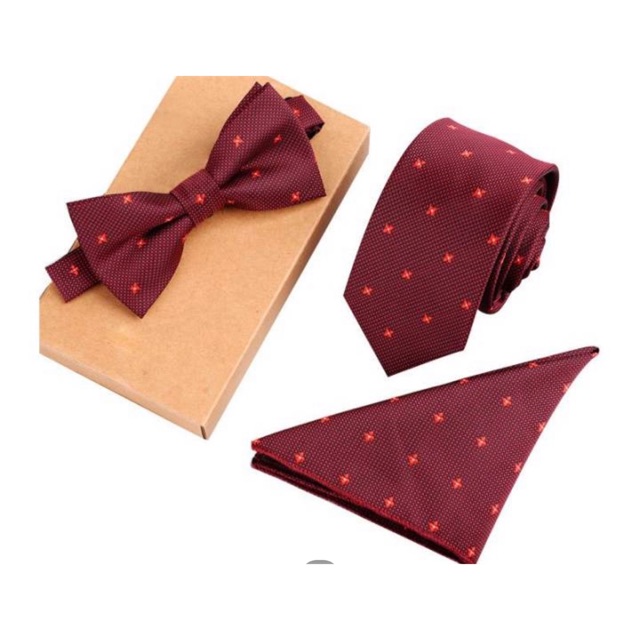 Set cà vạt bản nhỏ, Nơ và Khăn áo vest