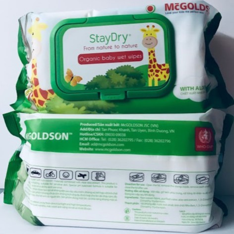 Khăn Ướt Organic Trẻ Em StayDry 100 Tờ Không Hương