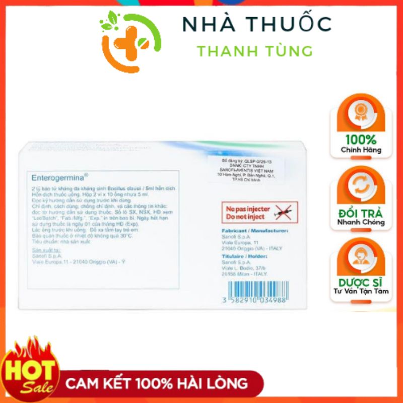 Men vi sinh Enterogermina hộp 20 ống - ổn định hệ tiêu hóa cho các lứa tuổi