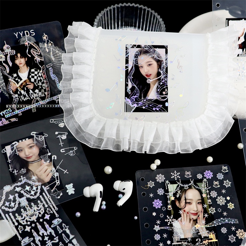 Miếng dán hình bông tuyết màu bạc galaxy dễ thương