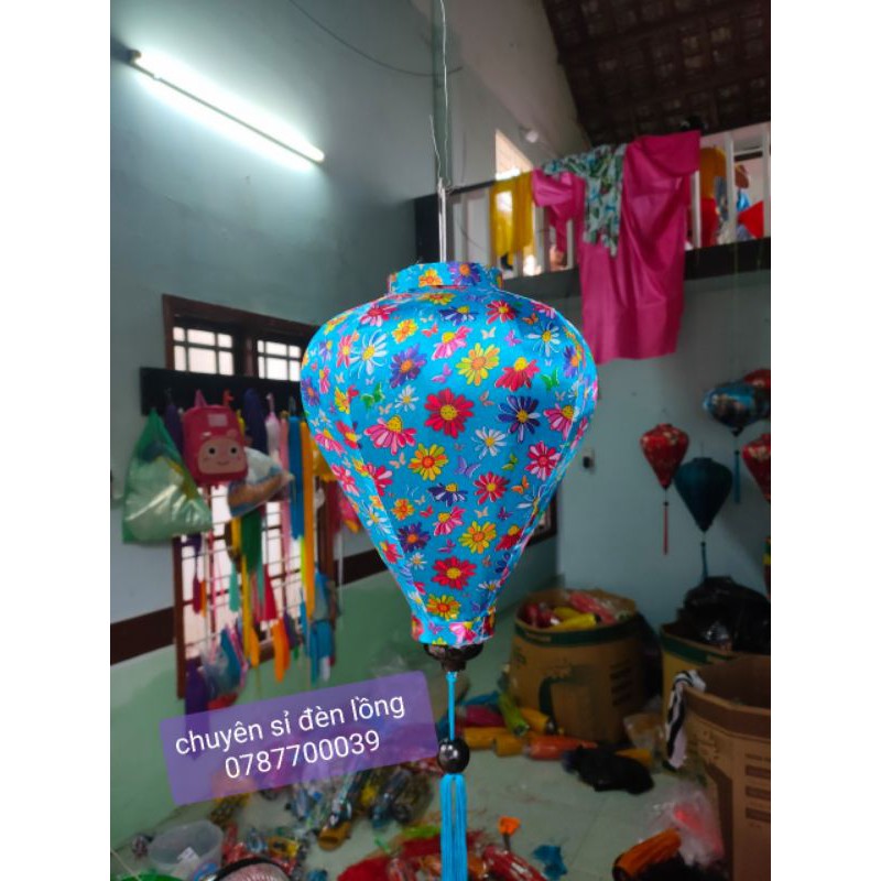 Đèn lồng Hội an trang trí vải phi Hoa 3D củ tỏi siêu xinh 30cm