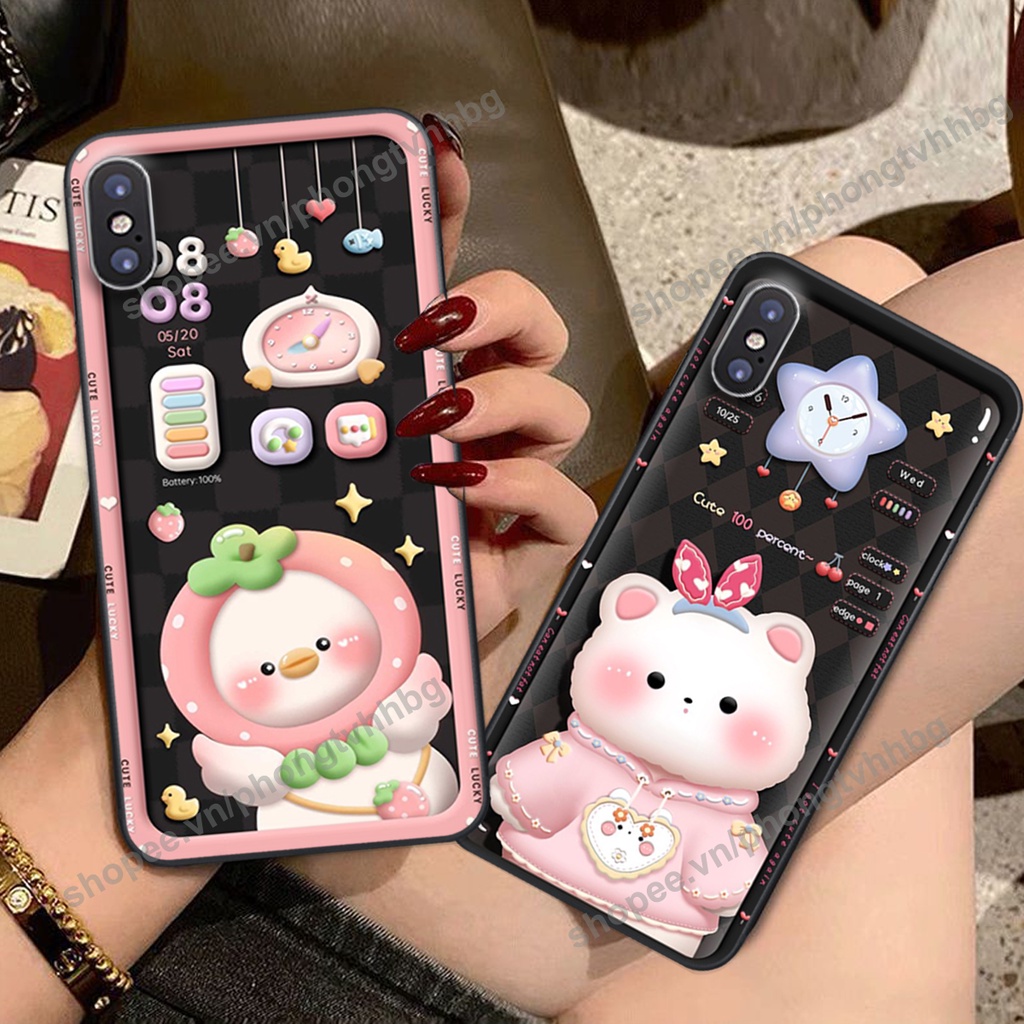 Ốp lưng Iphone X/XS-IPHONE XR-IPHONE XS MAX gấu,thỏ trắng , đồng hồ dễ thương cute cực đẹp