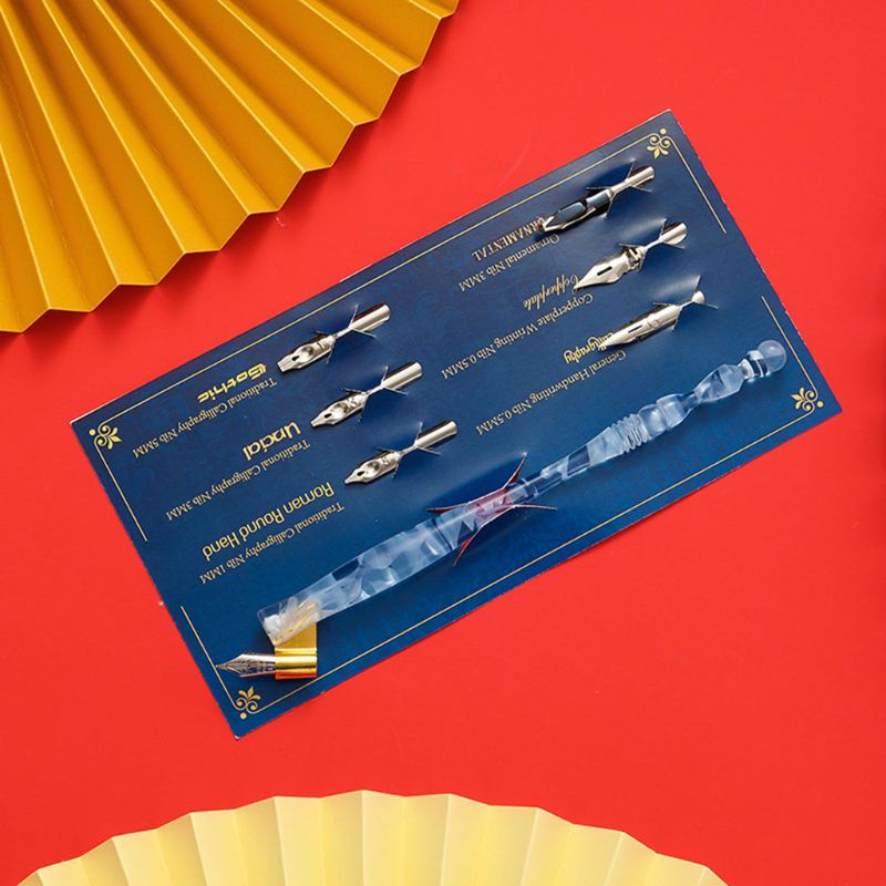 Giá Đỡ Bút Thư Pháp Manga Cổ Điển Kèm 6 Ngòi Thay Thế Dùng Vẽ Tranh Chữ Nghệ Thuật