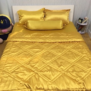 Bộ drap phi lụa Thái Tuấn 5 món( ga - mền- gối)