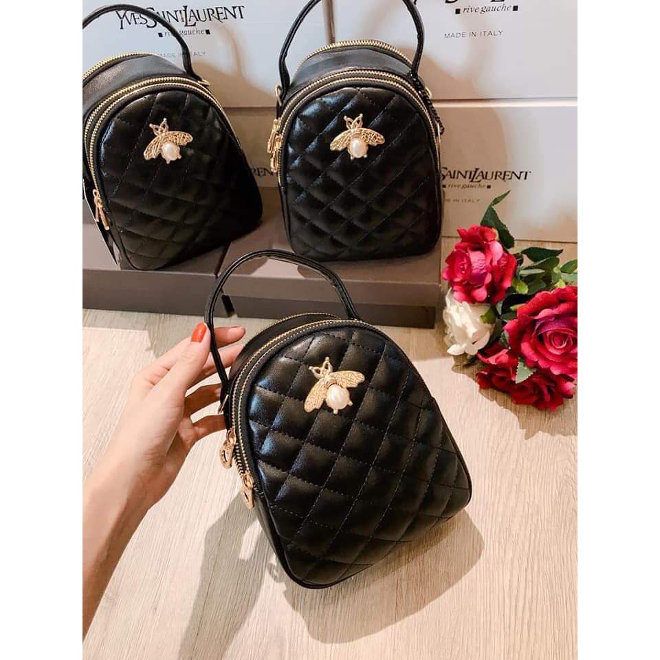 Balo mini mẫu con ong phong cách Hàn, sành điệu, cá tính màu đen