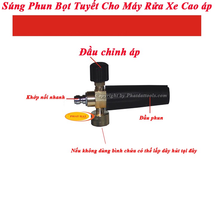 Súng Phun Bọt Tuyết Cho Máy Rửa Xe Gia Đình-Bình Phun Bọt Tuyết-Súng Xịt Rửa Xe