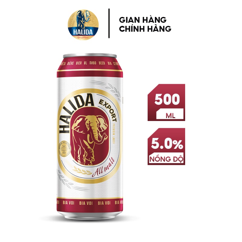 Thùng 24 lon bia Halida Export All Malt (24x500ml)