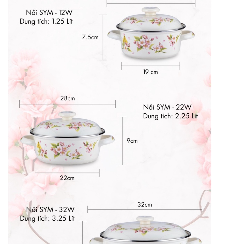 Nồi tráng men FUJIHORO 25cm, 4.0L, SYM-32, Sử dụng bếp từ. Làm từ thép Nippon nguyên khối cao cấp có độ bền