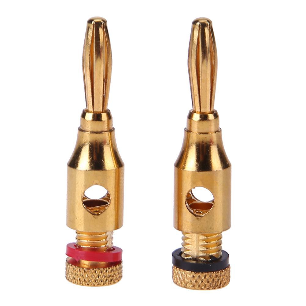 2pcs Mini Gold-plated Plugs Musical Audio Speaker Cable Wire Connectors Gadget