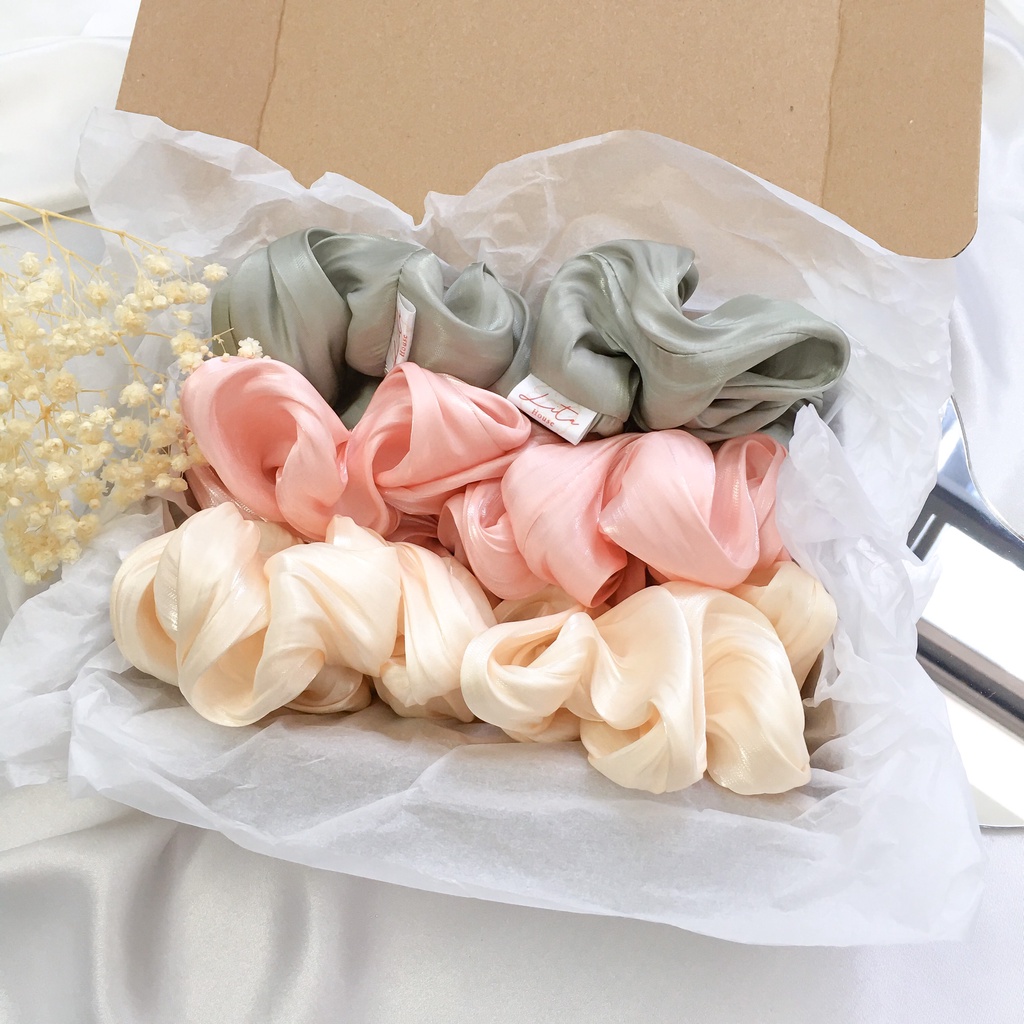 ROSA - Dây chun buộc tóc Organza Handmade Scrunchies pastel thanh lịch