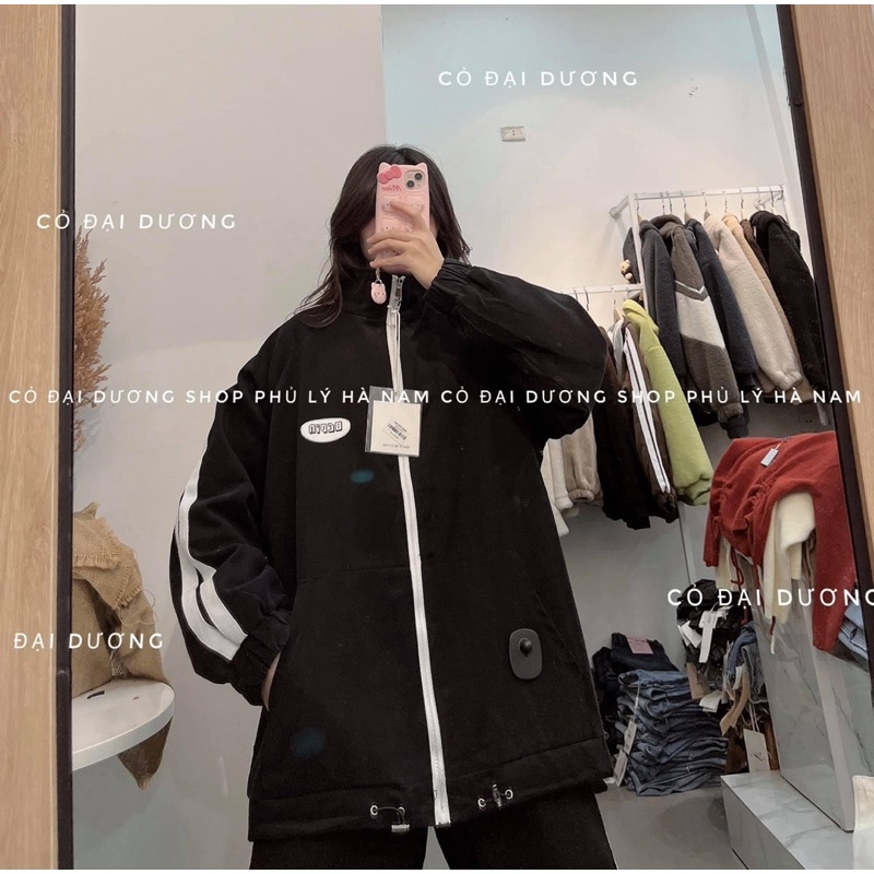 Áo khoác kaki bomber viền tay logo ms179