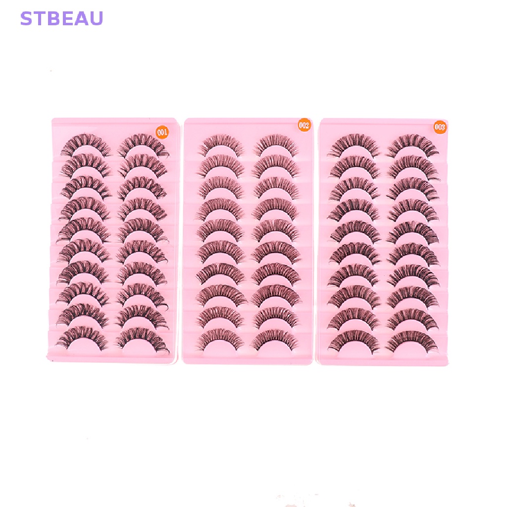 [Cxsteau] 10 Cặp Lông Mi Giả Cong DD Bằng Lông Chồn Phong Cách Nga Đầy Đủ Uốn Cong MME