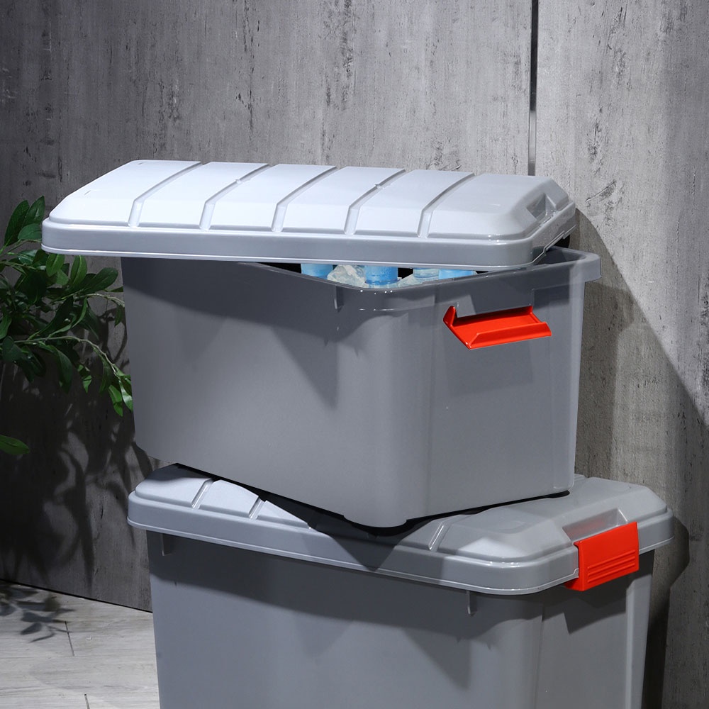 HomeBase STACKO Thùng đựng đồ 60L bằng nhựa có nắp VIRA Thái Lan W61xD37xH33 Cm màu xám