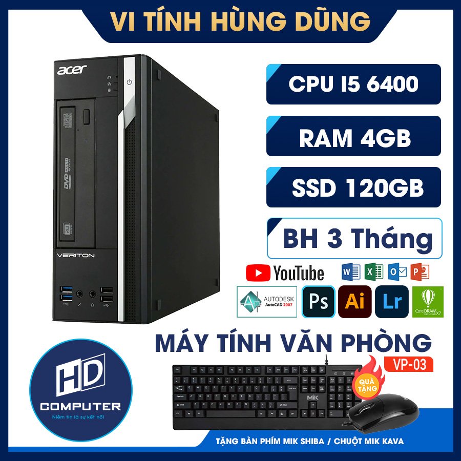 PC cấu hình văn phòng đời mới, máy đồng bộ Acer mini nhỏ gọn thế hệ 6