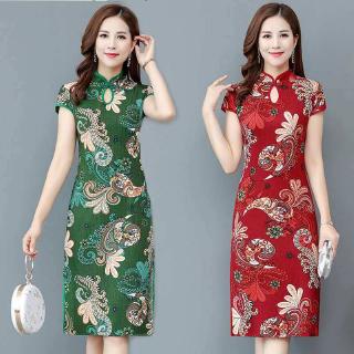Đầm sườn xám tay ngắn phong cách Trung Hoa thời trang thanh lịch dành cho nữ