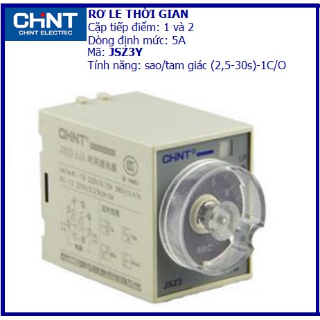 (Chint) Rơle sao tam giác 30s,60s mã JSZ3Y 1 cặp tiếp điểm C/O hàng chính hãng không kèm đế