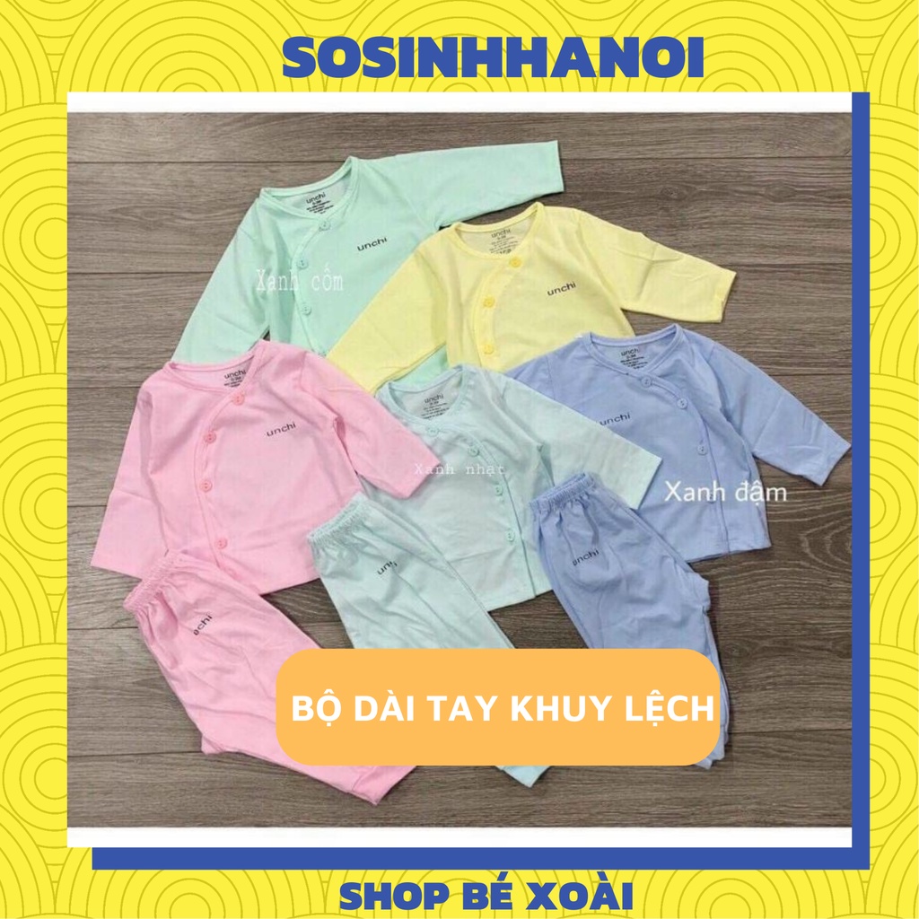 Bộ unchi cotton cài khuy lệch quần đáp đũng cho bé chất đẹp