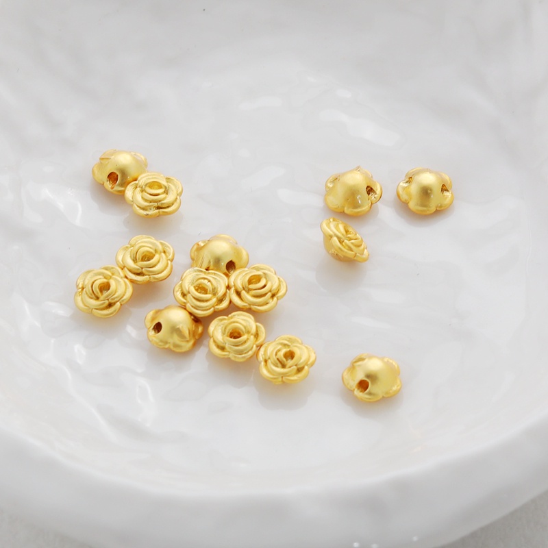 Set 10 Hạt Xâu Chuỗi Làm Trang Sức Bằng Đồng Mạ Vàng 18k Cao Cấp