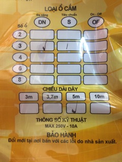 Ổ Cắm 6 LiOA 5m Dây 2 Lõi