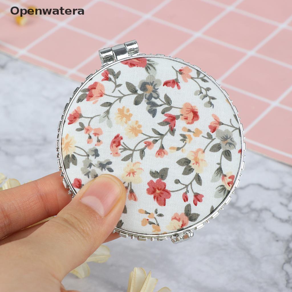 Gương trang điểm mini hai mặt họa tiết hoa phong cách thời trang vintage